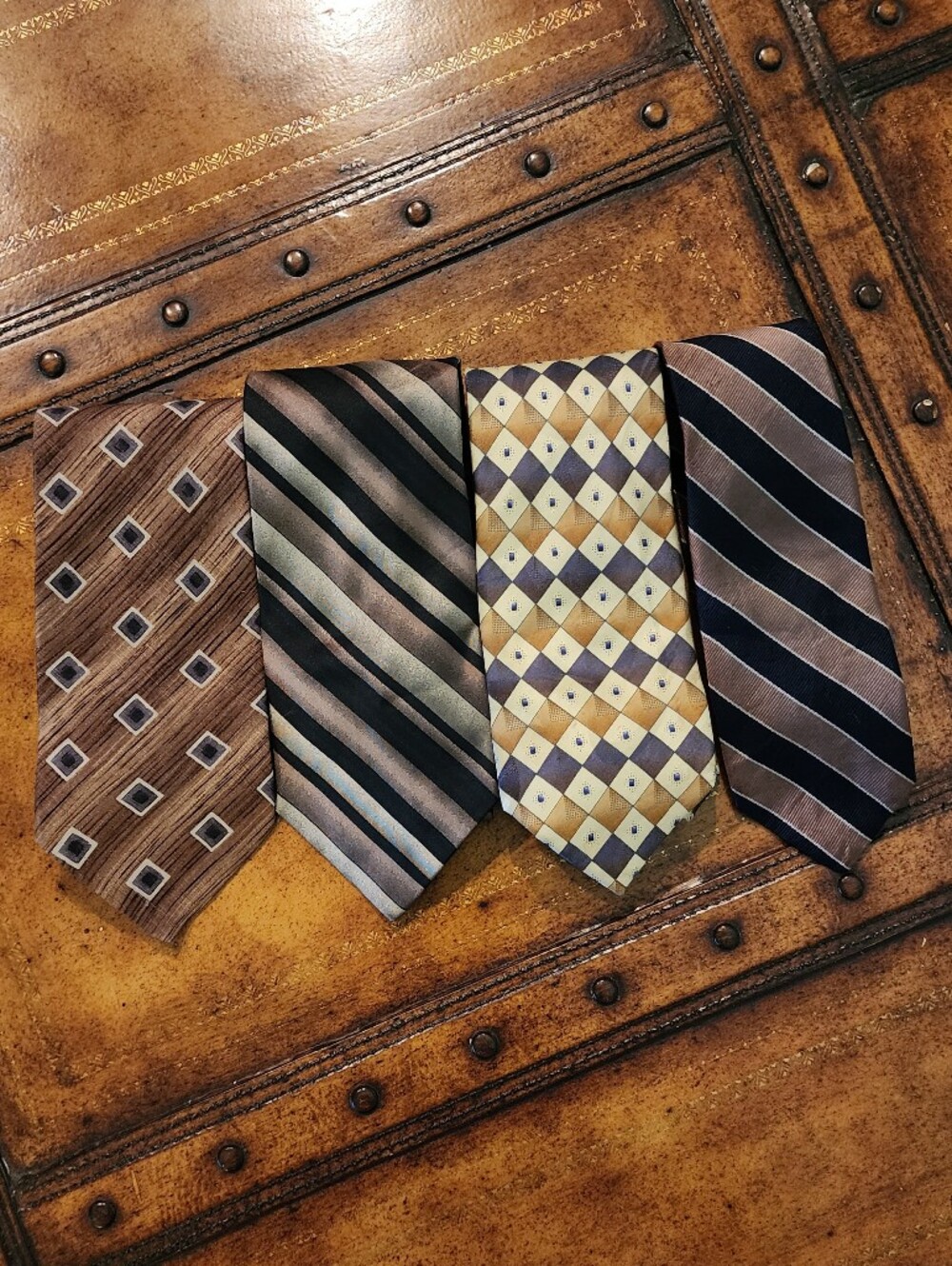 4pc Men’s Tie Lot HONORS STAFFORD MAY D&F Resilio Silk Polyester Neckties